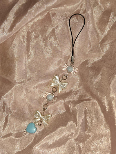 💙 Bow Bliss Phone Charm – Pastel Heart Edition 🎀