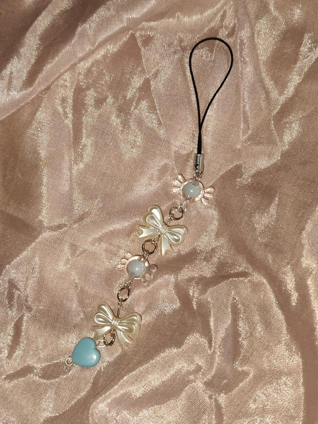💙 Bow Bliss Phone Charm – Pastel Heart Edition 🎀