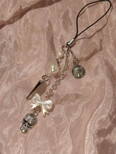 Gothic Glam Charm Strap – Skull, Bow & Pearl Mix