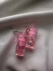 Kawaii Kitty Sips Earrings 🥤
