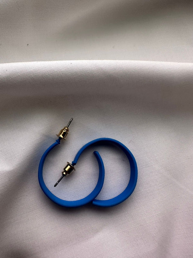 Azure Loop – Minimalist Blue Hoop Earrings