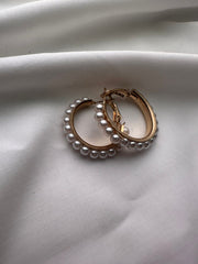 Golden Grace – Pearl Embellished Hoop Earrings