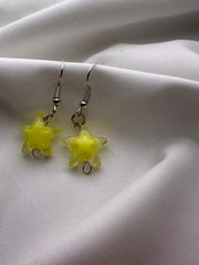 Starlight Glow – Yellow Star Drop Earrings