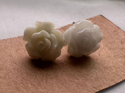 Petal Whisper – White Rose Stud Earrings