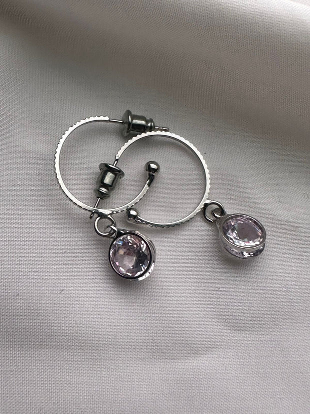 Crystal Charm Hoops