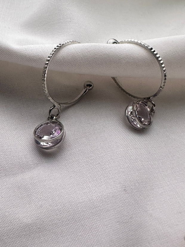 Crystal Charm Hoops